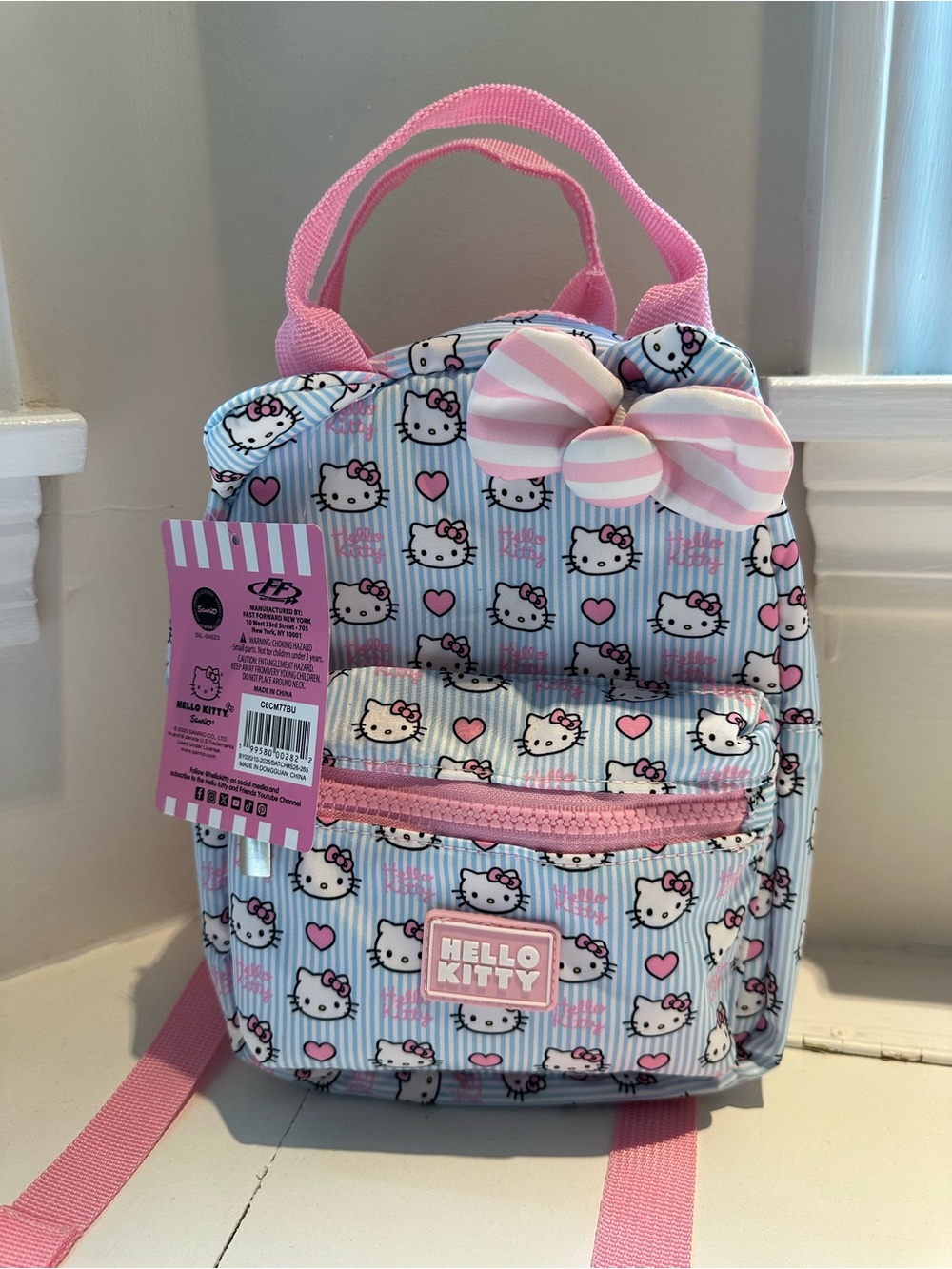 Hello Kitty Pink & Light Blue Mini Backpack with Bow